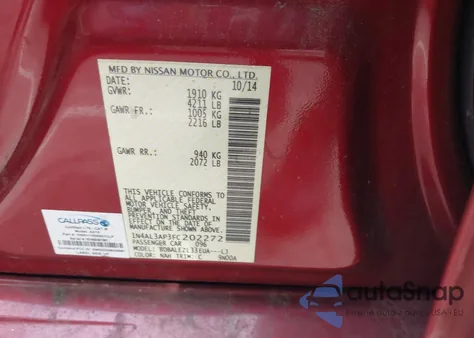 2015 Nissan Altima 2.5/S/Sv/Sl z USA, uszkodzony, nr VIN 1N4AL3AP3FC202272